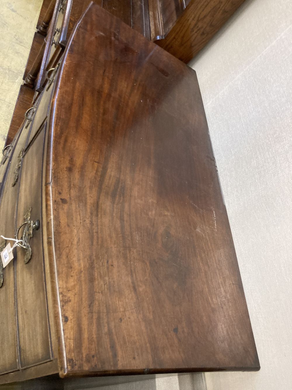 A Regency mahogany bowfront chest, width 104cm depth 53cm height 107cm